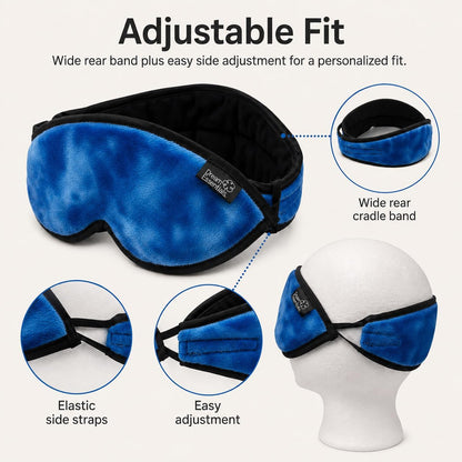 Dream Essentials Utopia Blackout Sleep Mask with Wide Cradle Band, Adjustable Plush Eye Mask for Side Sleepers, Flexible Nose Bridge, Handmade in USA, Travel & Naps