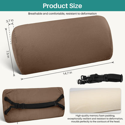 Non-Slip Neck Pillow for Recliner with Elastic - Head Pillow for Recliner Supportive Memory Sponge Cushion with Soft Velvet Cover for Neck Relief While Working,Studying and Playing(Brown)