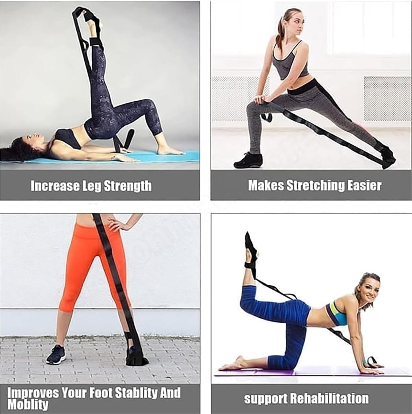 Stretching Strap with Loops and Detachable Foot, Fascia Stretcher Used, Foot & Calf Stretcher for Yoga, Gymnastics and Flexibility Training