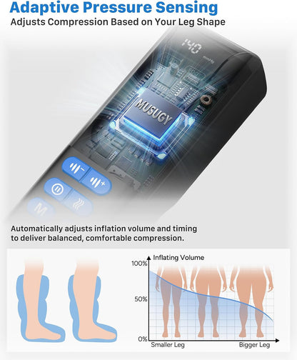 Air Compression Leg Massager with Heat for Foot & Calf Fast Recovery | Sequential Legs Recovery System for Circulation, 9 Intensity, 6 Modes, 3 Heat, for Lower Calf Soothe Aches & Daily Relaxation