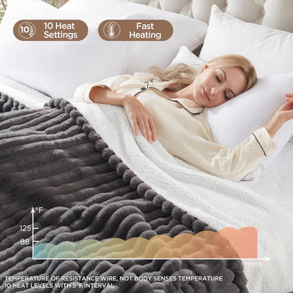 Westinghouse Heated Throw Blanket, 50"x60", Charcoal, ETL Certified