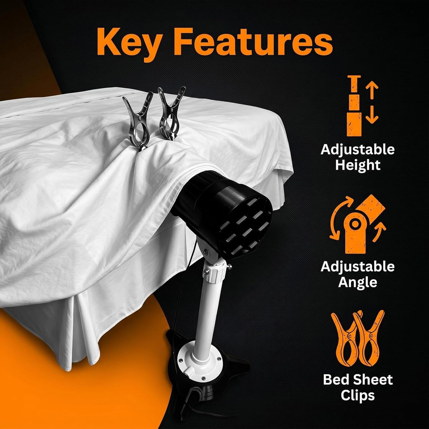Bed Cooling System Quiet Bed Fan Under Sheets for Cooling and Sleep ，Bedside Fan for Hot Sleepers & Night Sweats Relief (black, medium size)