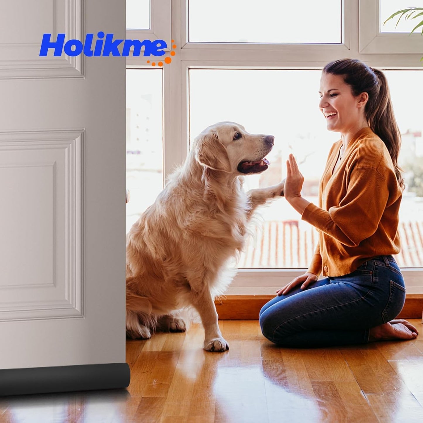 Holikme Door Draft Stopper Weather Stripping Adjustable Door Sweeps, Black | Draft Stopper for Bottom of Door Gap Filler, Windproof Seal, Easy Install, Block Noise, Cold Air, Light, Dust & Drafts