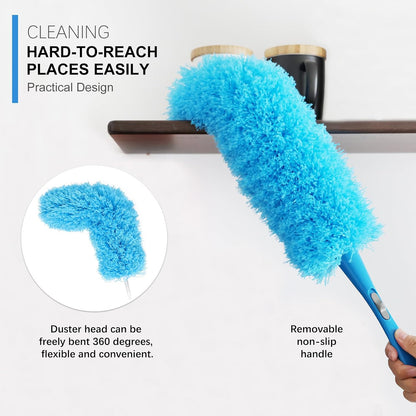 4PCS Microfiber Duster Kit, 3 in 1 Microfiber Dusters Retractable Gap Dust Cleaner and Chenille Duster with 83 inches Extra Long Extension Pole for Cleaning Ceiling Fan, High Ceiling