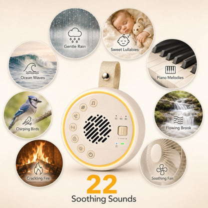 White Noise Machine, Portable Sound Machine with TWS Stereo Pairing, 22 Hi-Fi Soothing Sounds for Sleeping Adults & Family, 10H Battery Life, Travel Noise Machine with Safety Lock & Night Light
