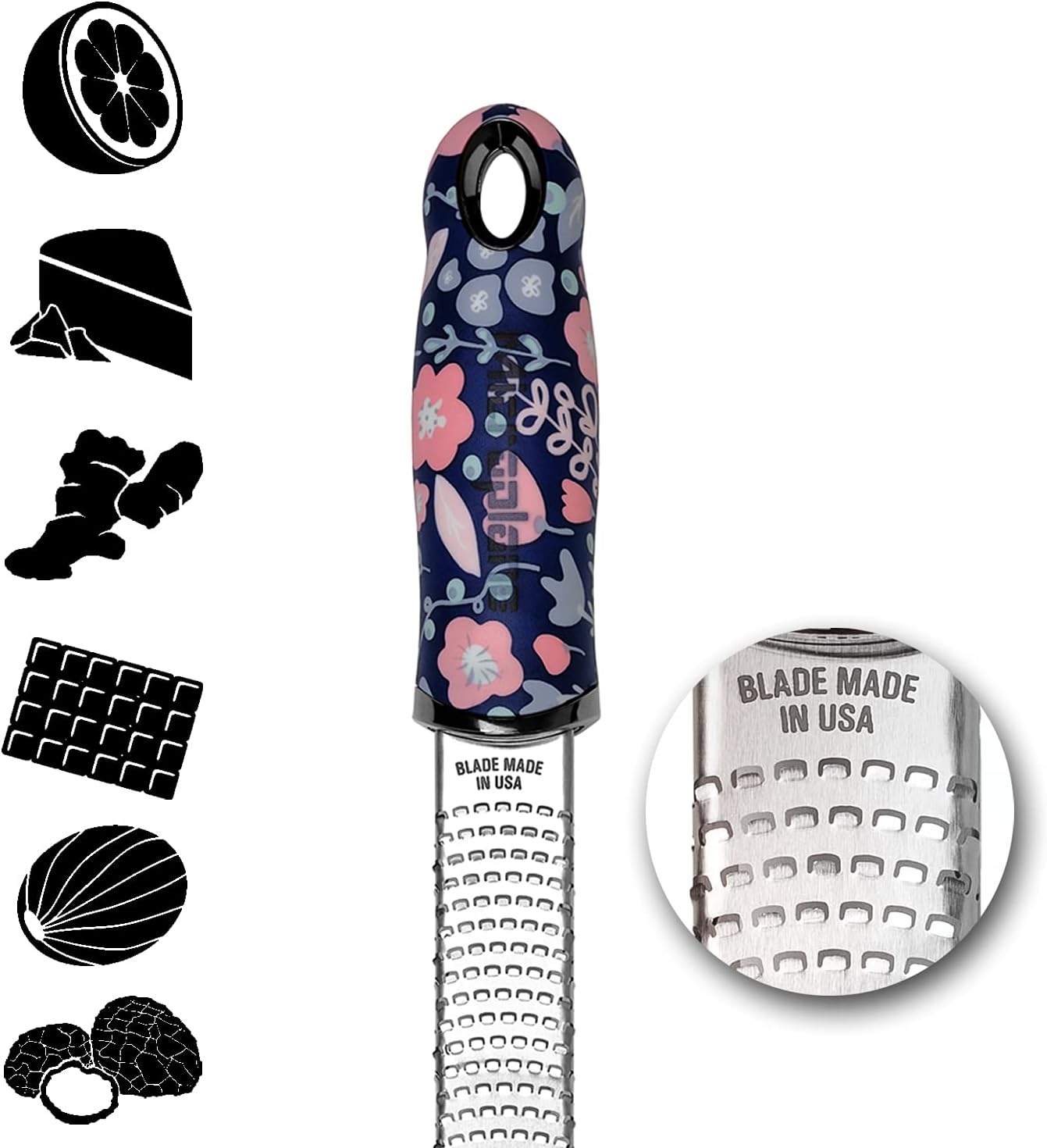 Premium Classic Series Zester - Lipstick Pink | Lemon Zester tool, Hard Cheese & Vegetable Grater | For Citrus, Parmesan Cheese, Garlic, Ginger, Nutmeg | Fine Stainless Steel Blade, Made in USA