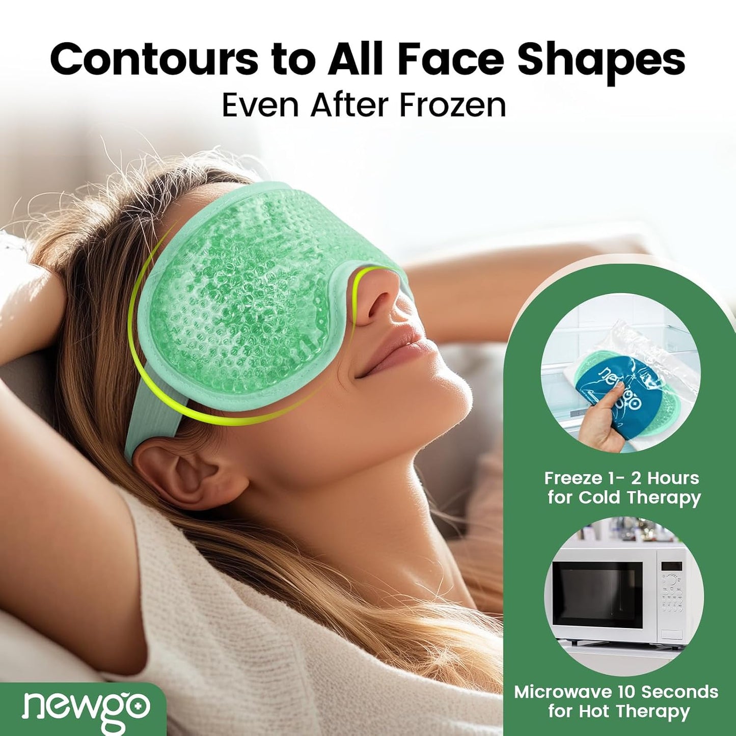 NEWGO Cooling Gel Eye Mask - Reusable Cold Pack for Puffy Eyes, Dark Circles, Migraine, Stress Relief - Purple With Soft Plush Backing