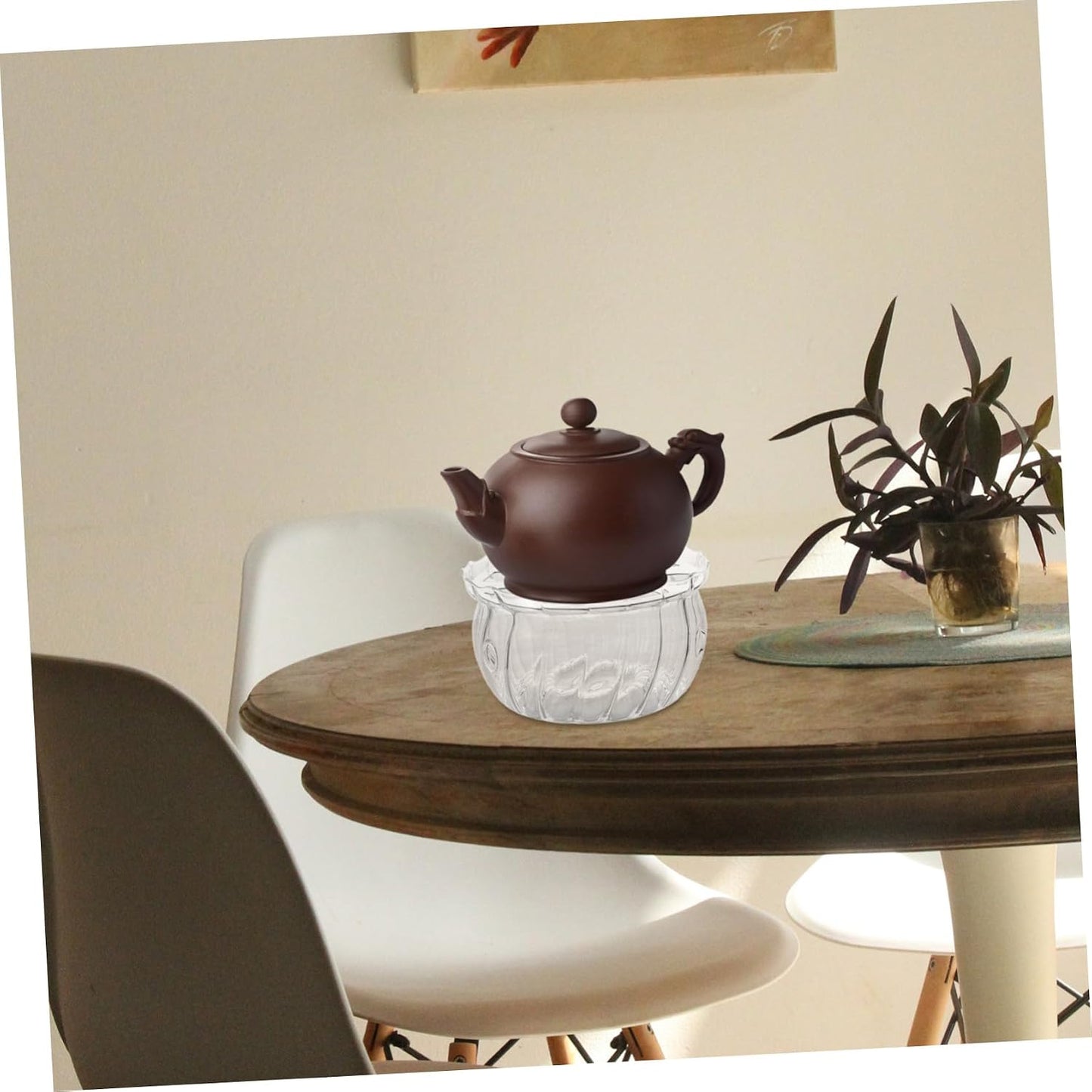 Elegant Glass Teapot Warmer High-Temperature Base Versatile Tealight Holder for Tea Soups Easy to Clean Design for Various Teapots