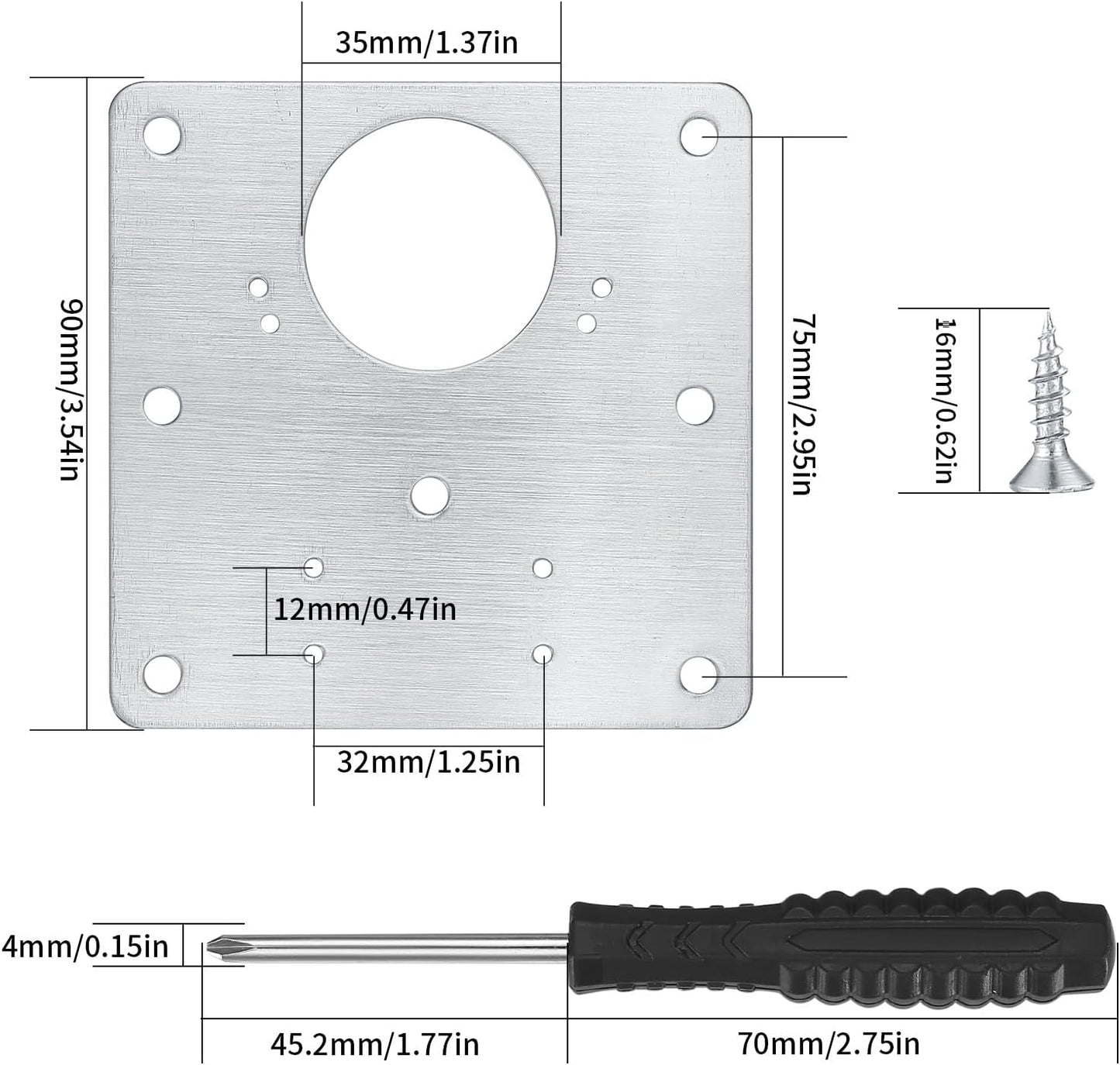 10 Pcs Cabinet Hinge Repair Plates Kits,Kitchen Cupboard Door Hinge Repair | repair plate,Stainless Steel Hinge Repair Fixing Bracket Plate Kit with Screws/Screwdriver for Kitchen Furniture CabinetDoor
