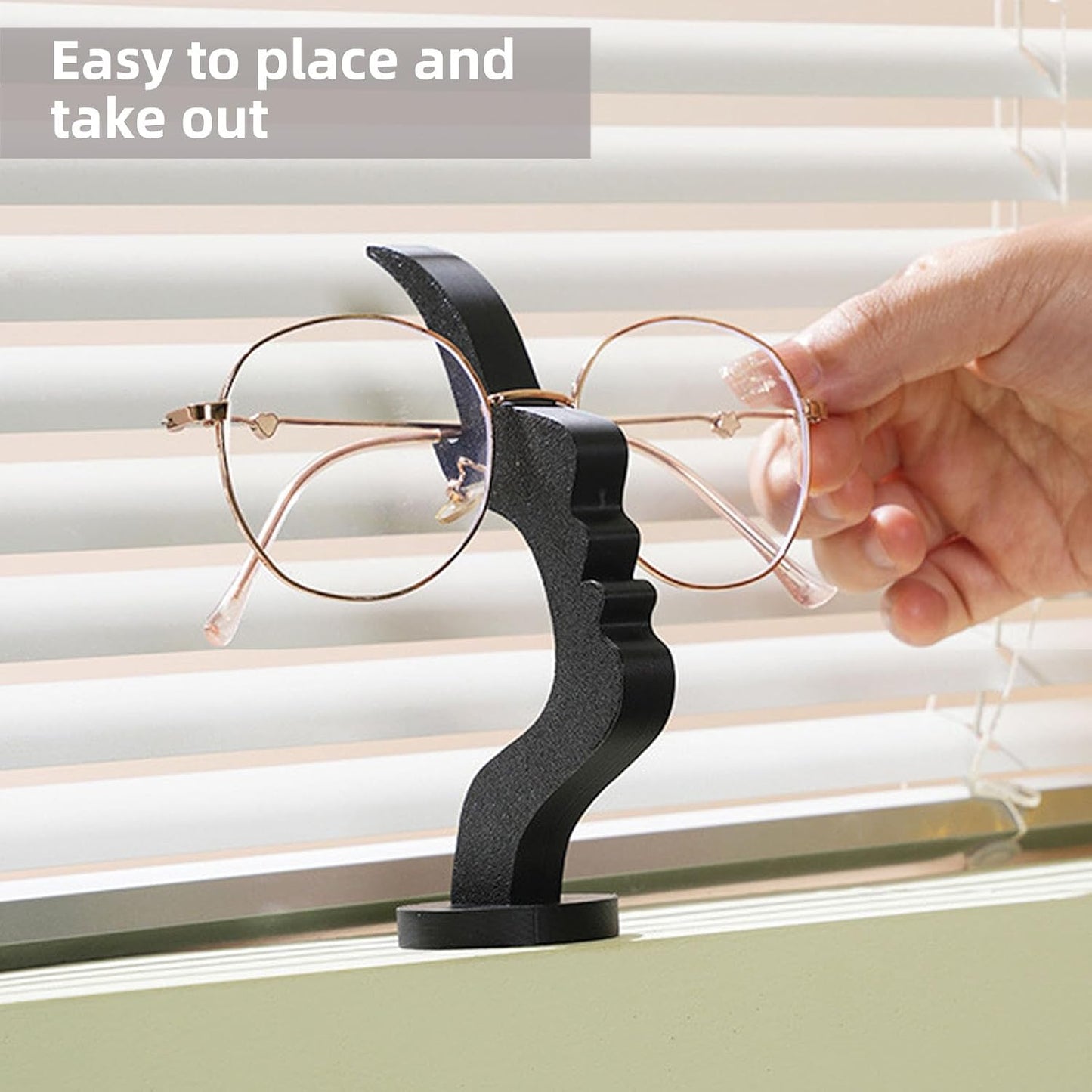 2Packs Modern Face Shaped Eyeglass Holder Stand Eyewear Display Rack Desktop Storage Organizer for Glasses Sunglasses 3D Printed Artistic Decor (black and white)