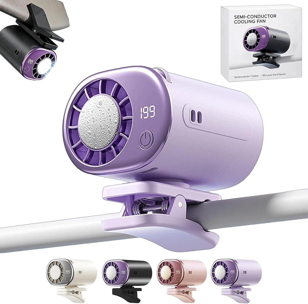 Clip On Air Conditioner Fan, 199 Speeds & 16°C Cooling (Purple)