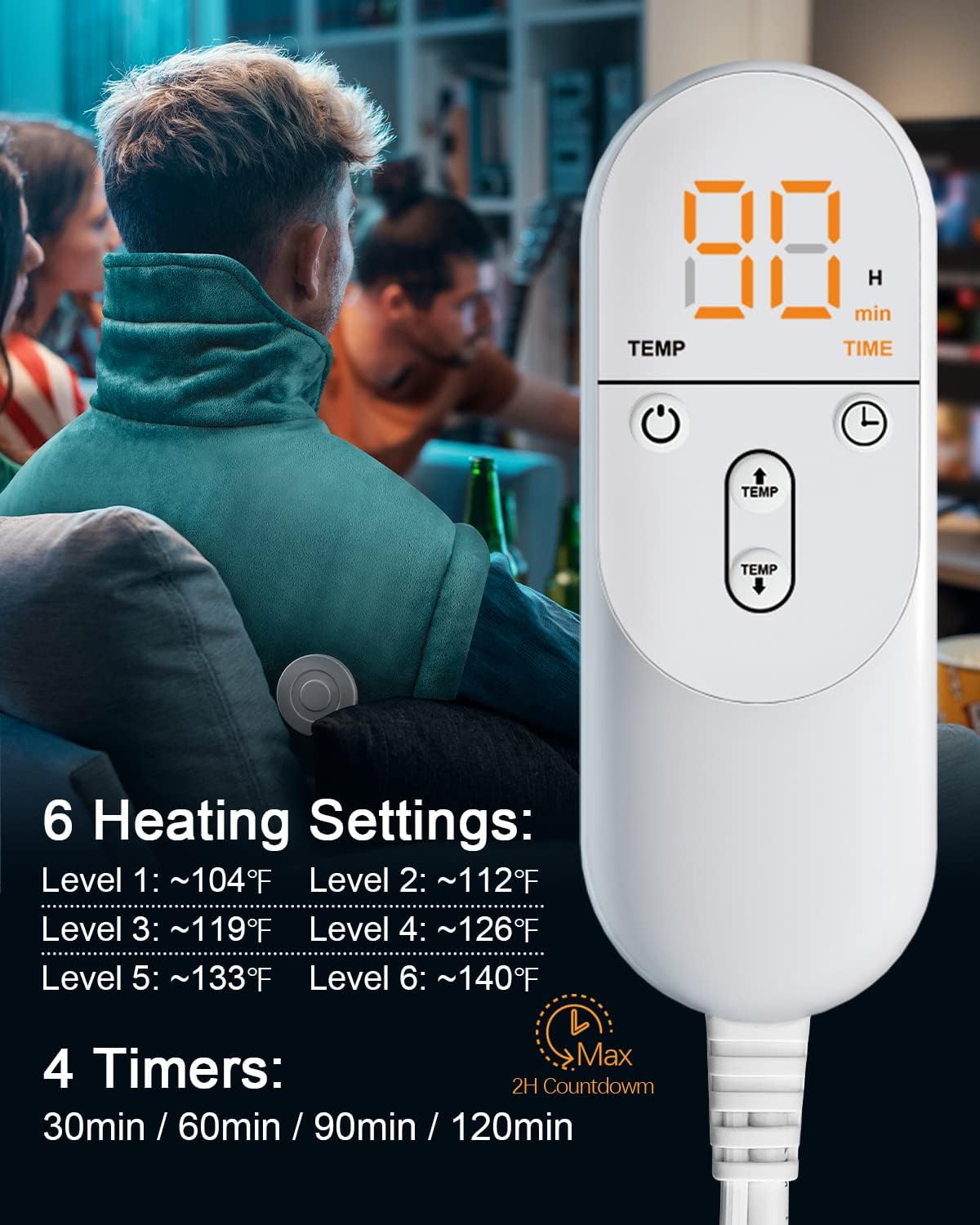 Heating Pad for Back & Period Cramps, Wrap Around Heating Pad for for Waist Stomach, Versatile Electric Heated Pad for Neck Shoulders Thigh Knee, Birthday Gifts for Women Men Mom Dad