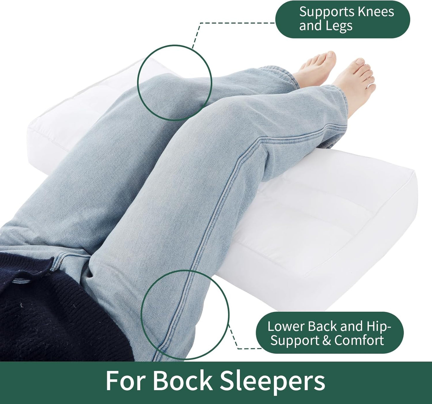 MABOZOO Knee Pillow for Side Sleepers Hip Pain,Between & Under Leg Pillows for Sleeping Side Sleeper,Down Alternative Pillow for Knee & Ankle Support,Sciatica & Back Pain Relief,Pregnancy Support