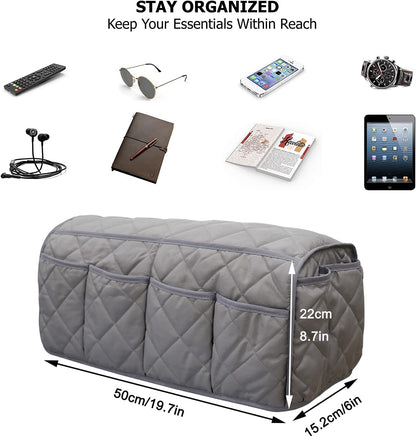 Armchair Caddy for Recliner - Sofa Armrest Organizer with 14 Pockets | Waterproof Remote Control Holder for Recliner, Non-Slip Chair Arm Storage for TV Remote, Phone, Books, Magazine, iPad