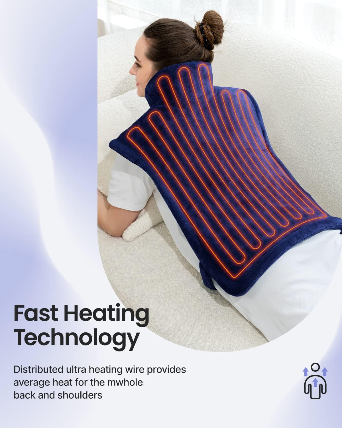 RENPHO Electric Heating Pad - 6 Heat Levels for Neck Shoulder and Back, Birthday Gifts for Women Men Mom Dad, Weighted Pad for Snug Fit, ETL Safety Certified, FSA Eligible, 24"x33" Gray