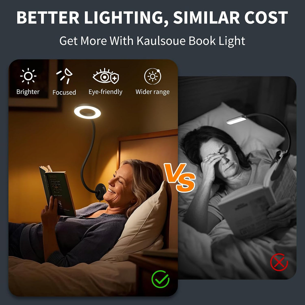 LED Neck Reading Light, Bendable Rechargeable Book Light 110-hr Lasting