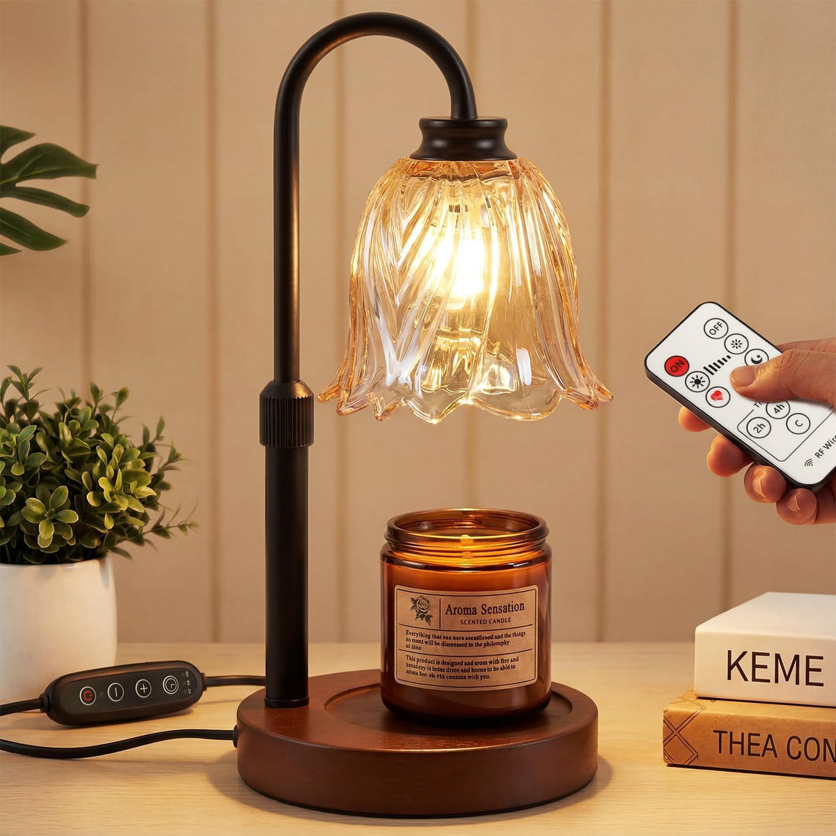 Candle Warmer Lamp with Timer Dimmer,2 Bulbs, Round