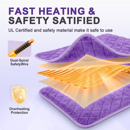 Electric Heating Pad for Back Neck & Shoulders, 35"x20" King Size, Velvet