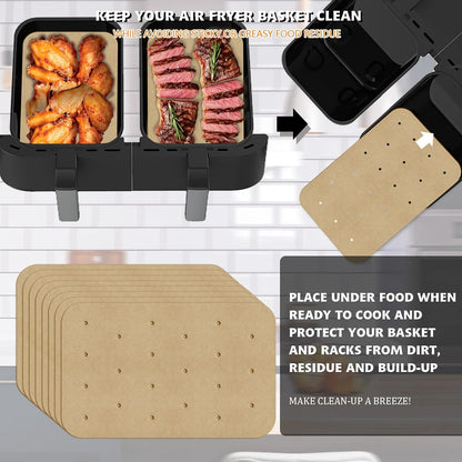 WMKGG Silicone Air Fryer Liners, 2PCS Air Fryer Silicone Liners | Reusable Rectangular Non-Stick Basket Accessories for Ninja Foodi Dual DZ201/DZ401 8-10QT