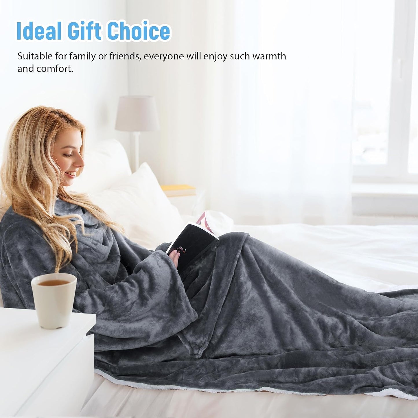 Catalonia Sherpa Wearable Blanket with Sleeves Arms