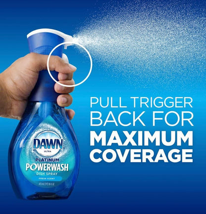 Dawn Powerwash Spray, Dish Soap, Dishwashing Liquid, Fresh, 1 Starter Kit + 3 Refills, 4x16 Fl Oz