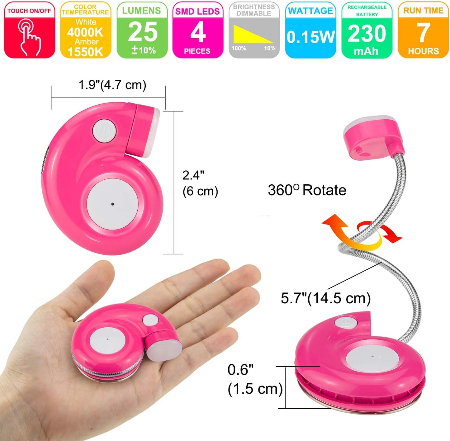 Kids Rechargeable Book Light, Clip on Reading Light for Kid, Kids Reading Lights, Amber Book Light for Reading in Bed, 2 Lighting Modes, Blue Light Blocking, Bookmark Light for Bookworms-Green