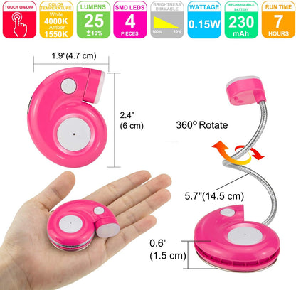 Kids Rechargeable Book Light, Clip on Reading Light for Kid, Kids Reading Lights, Amber Book Light for Reading in Bed, 2 Lighting Modes, Blue Light Blocking, Bookmark Light for Bookworms-Green