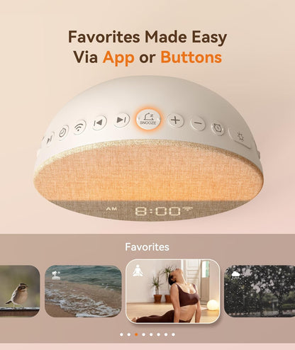 Dreamegg Sunrise 1 Pro - Sunrise Alarm Clock, Sound Machine for Sleep, Favorites Mode, Sleep Routines, Dimmable Night Light, 29 Soothing Sounds, White Noise Machine, Wake Up Light for Bedrooms, Adults