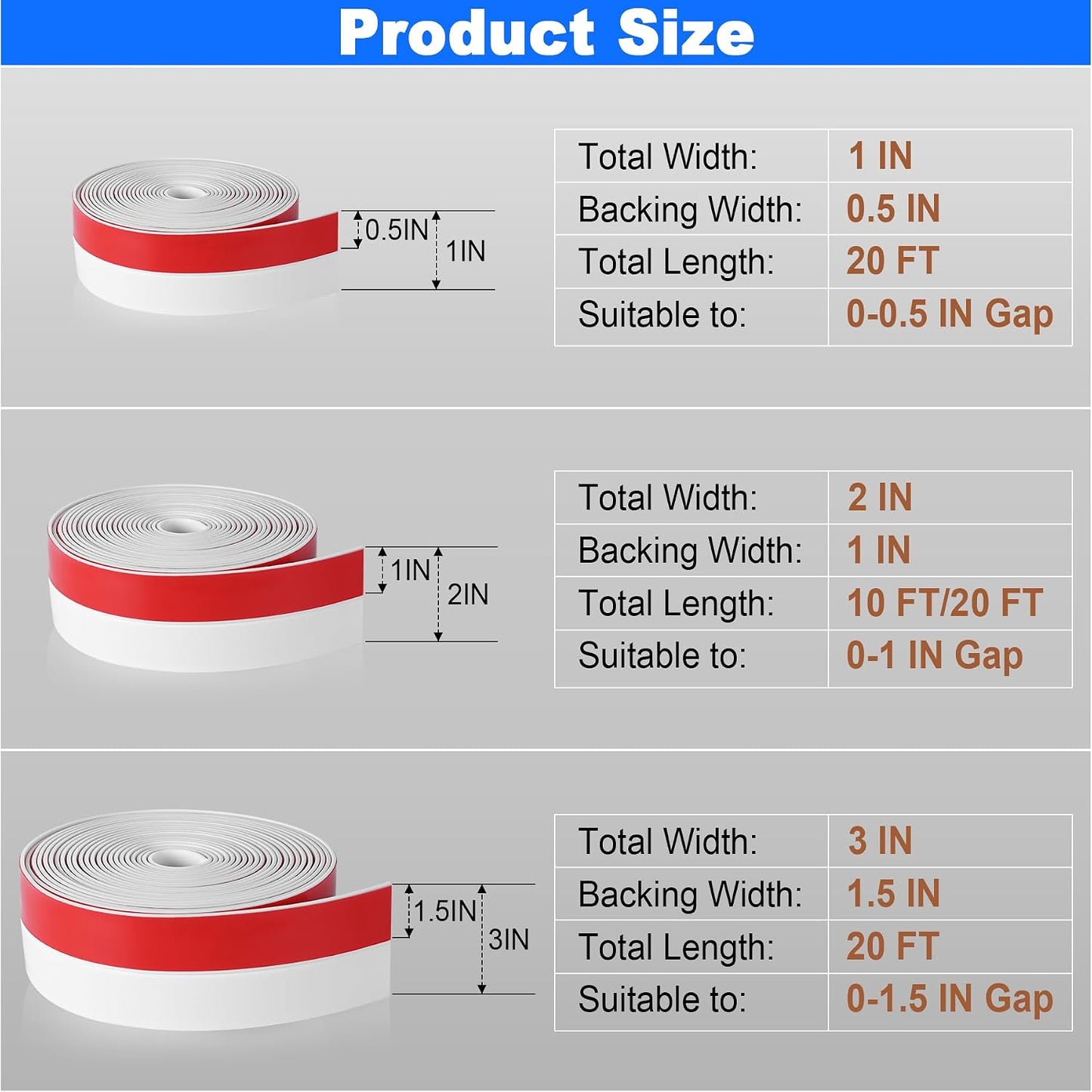 ToLanbbt Weather Stripping Silicone Door Seal Strip 2 in x 10 ft Door Draft Stopper Self Adhesive Tape, Side & Bottom Gaps Insulation Seal for Glass Shower Sliding Window, Black