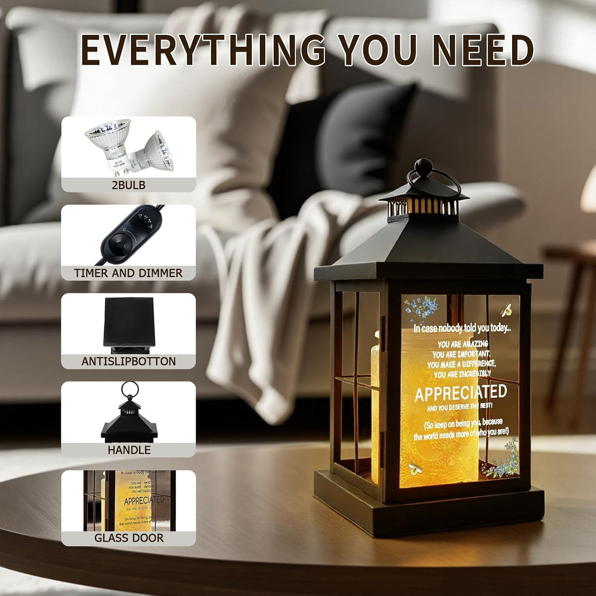 2026 New Candle Warmer Lamp with Timer,Compatible with 3 Wick Candles Jars,Vintage Candle Warmer Lantern Lamp,Dimmable Farmhouse Candle Lamp Warmer,Fully Enclosed and Hanging Up Designed