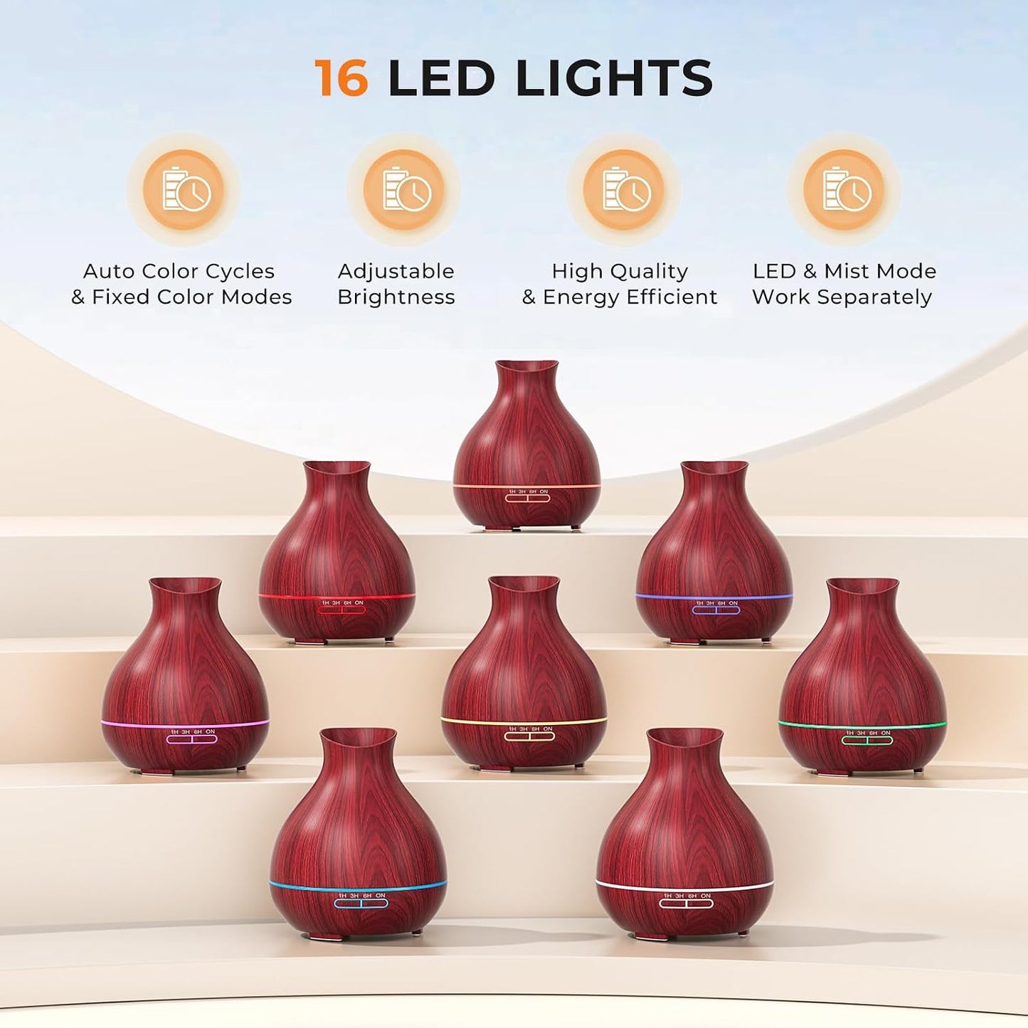 Aromatherapy Essential Oil Diffuser, 550ml Ultrasonic Fragrant Oil Large Room Humidifier, Diffusers for Home with Timer and Waterless Auto-Off, 7 Color LED Lights,Cool Mist Humidifiers