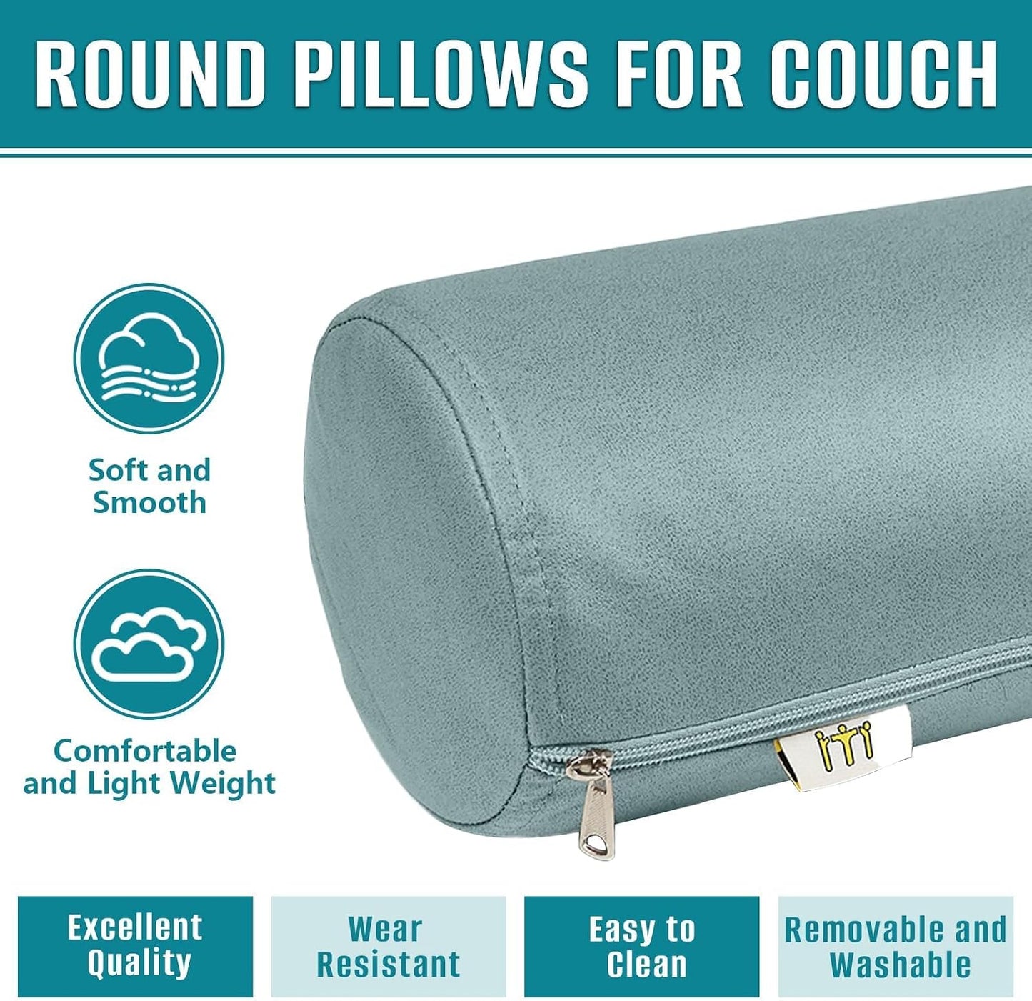 2 Pack Neck Roll Pillow, High-Density Foam Cylinder Bolster Pillow for Neck, Back & Lumbar Support, Ergonomic Round Pillow for Side Sleepers, Sleeping, Removable Washable Cover (7.9''x23.6'' Orange)