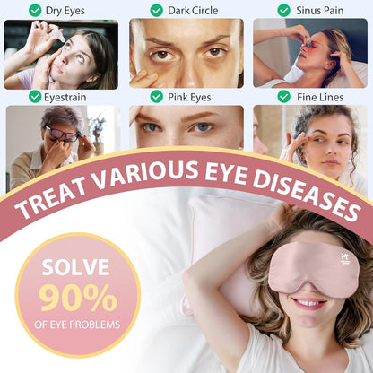 Silk Cordless Heated Eye Mask, Washable Heat Eye Compress for Dry Eye Electric Eye Heating Pad Warm Eye Mask for Eye Fatigue Stye Sinus Blepharitis MGD Gifts for Men Women - MerSun