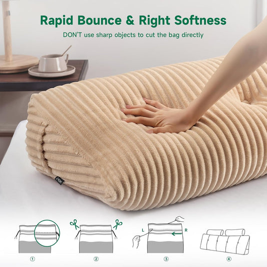 Z-hom Headboard Pillow, Wedge Backrest Cushion, Queen Size,NO Roll Pillow | Grey Triangular Backrest Cushion Equipped,NO Roll Pillow,Ideal for Reading,Sitting Up in Bed&Filling Headboard Gaps