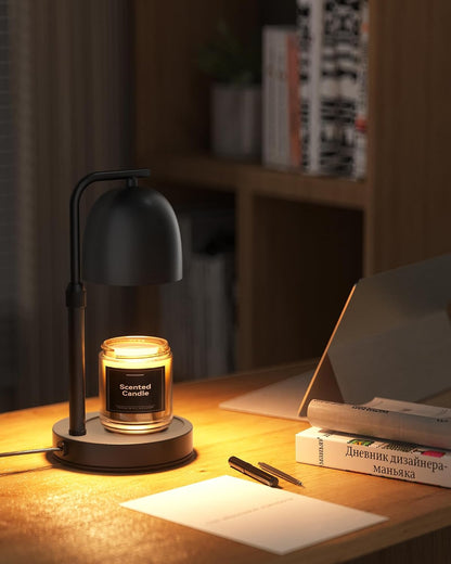 Candle Warmer Lamp with Timer Dimmable, Adjustable Height Black Candle Warmer for Jar Candles, Birthday Gifts for Women & Men, Office Decor, House Warming Gift, Wax Melt Warmer with 2 Bulbs