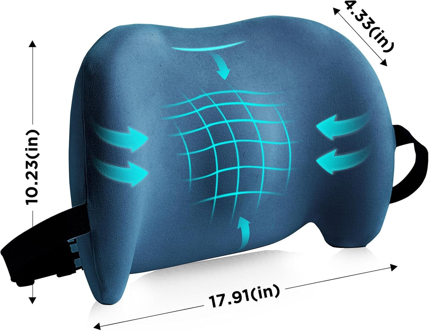 Lumbar Support Pillow for Office Chair, Memory Foam Car Back Cushion | Lumbar Pillow Lower Back with 4d Mesh Cover Adjustable Straps, Ergonomic Chair Back Pillow for Office, Car, Gaming Chairs