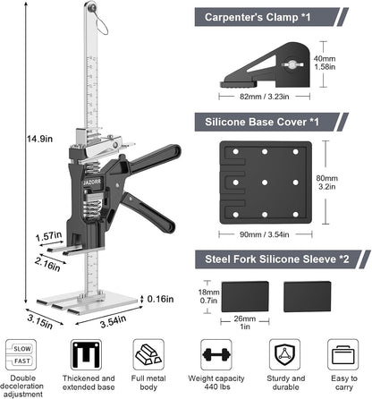 2Pcs Metal Labor Saving Arm Jack, Hand Furniture Lifter Tool, Furniture Jack, 440LBS Capacity Precise Control Slow/Fast Descent for Lifting Door Furniture, Window, Wall Tile Positioning