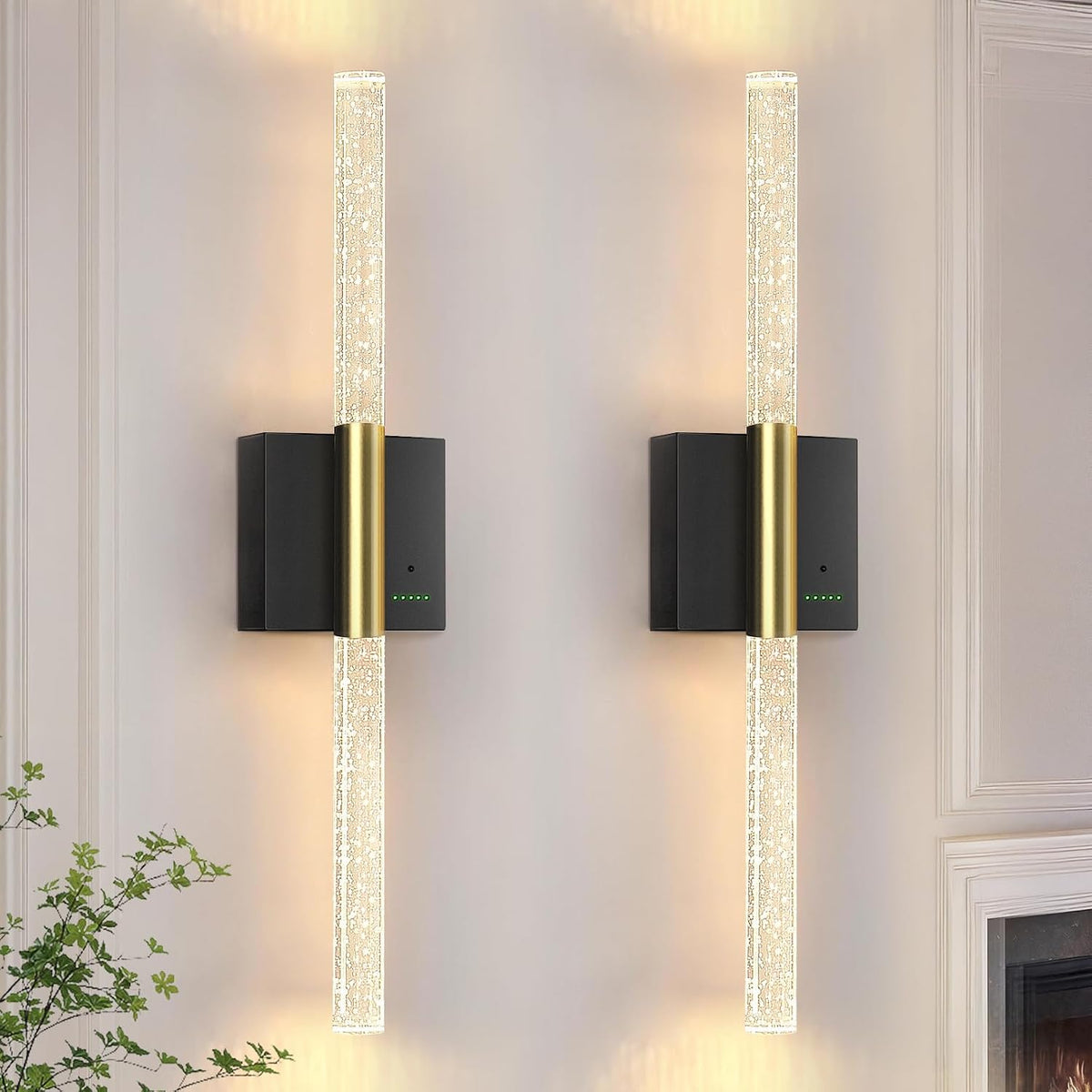 Battery Operated Sconces Set of 2, 28in Rechargeable Wireless Wall Lights