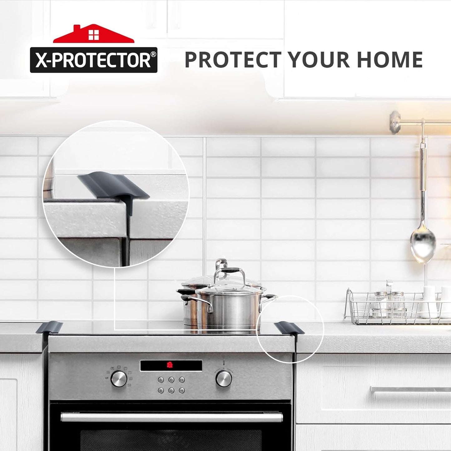Silicone Stove Gap Cover X-Protector - 50"x1" Premium Counter Gap Filler | Self-Adhesive Guard Between Stove and Counter - Heat Resistant Oven Counter Gap Protector - Stove Top Spill Guard
