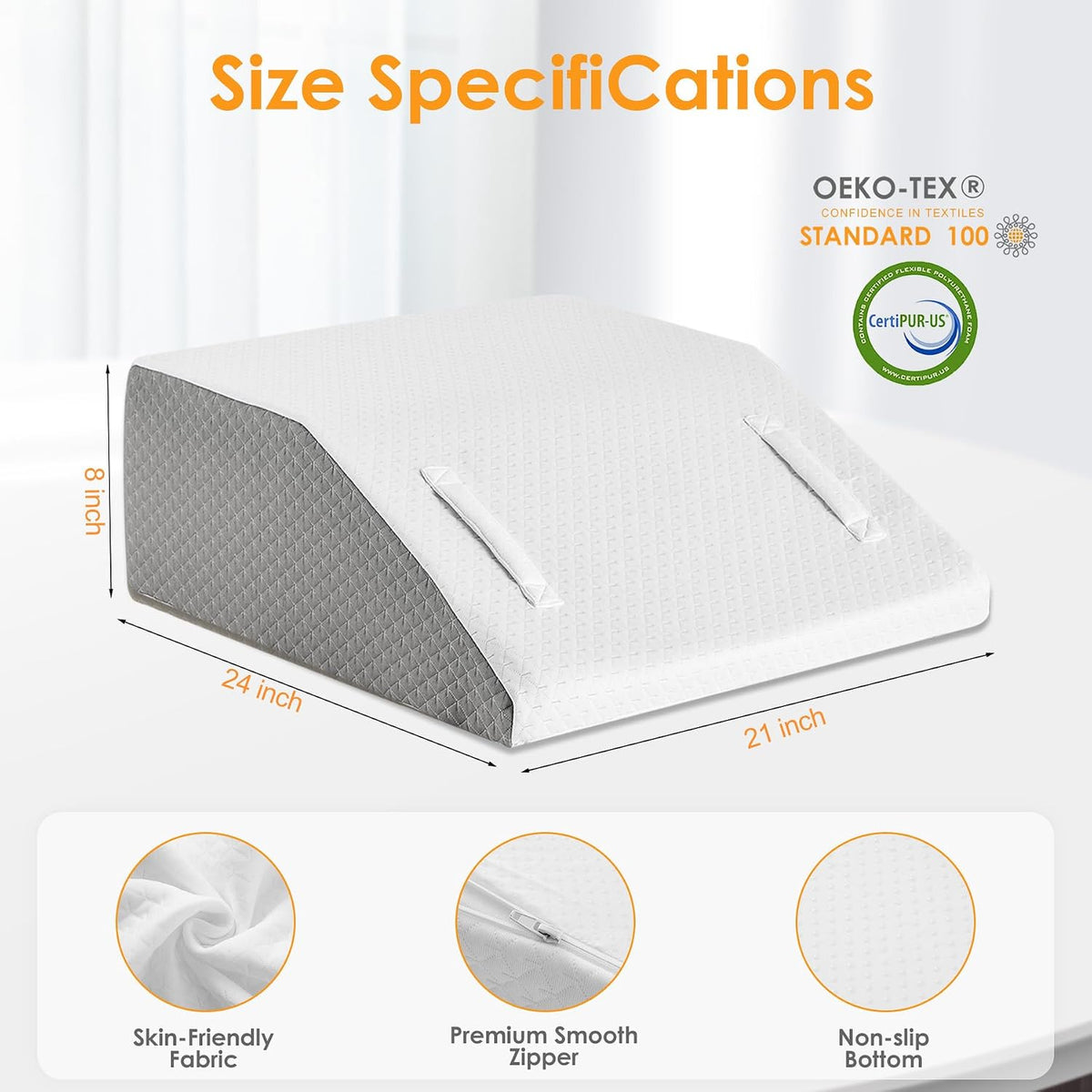 Ruqmuis Leg Elevation Pillow for After Surgery, 10inch Foam Leg Elevating Pillow for Swelling and Blood Circulation, Leg Wedge Pillow for Sleeping, Knee Pillow for Knee Hip Ankle Pain Relief, Velvet