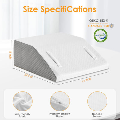 Ruqmuis Leg Elevation Pillow for After Surgery, 10inch Foam Leg Elevating Pillow for Swelling and Blood Circulation, Leg Wedge Pillow for Sleeping, Knee Pillow for Knee Hip Ankle Pain Relief, Velvet