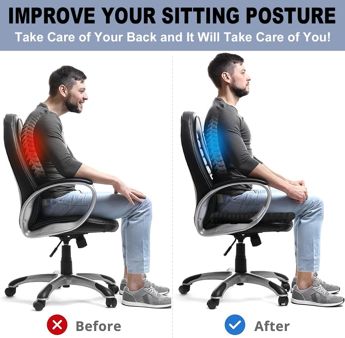 Gel Seat Cushion for Long Sitting - 1.65inch Double Thick Cooling Egg Cushion for Back, Hip, Sciatica, Coccyx, Tailbone Pain Relief - Office Chair Car Seat Cushion – Wheelchair Cushions