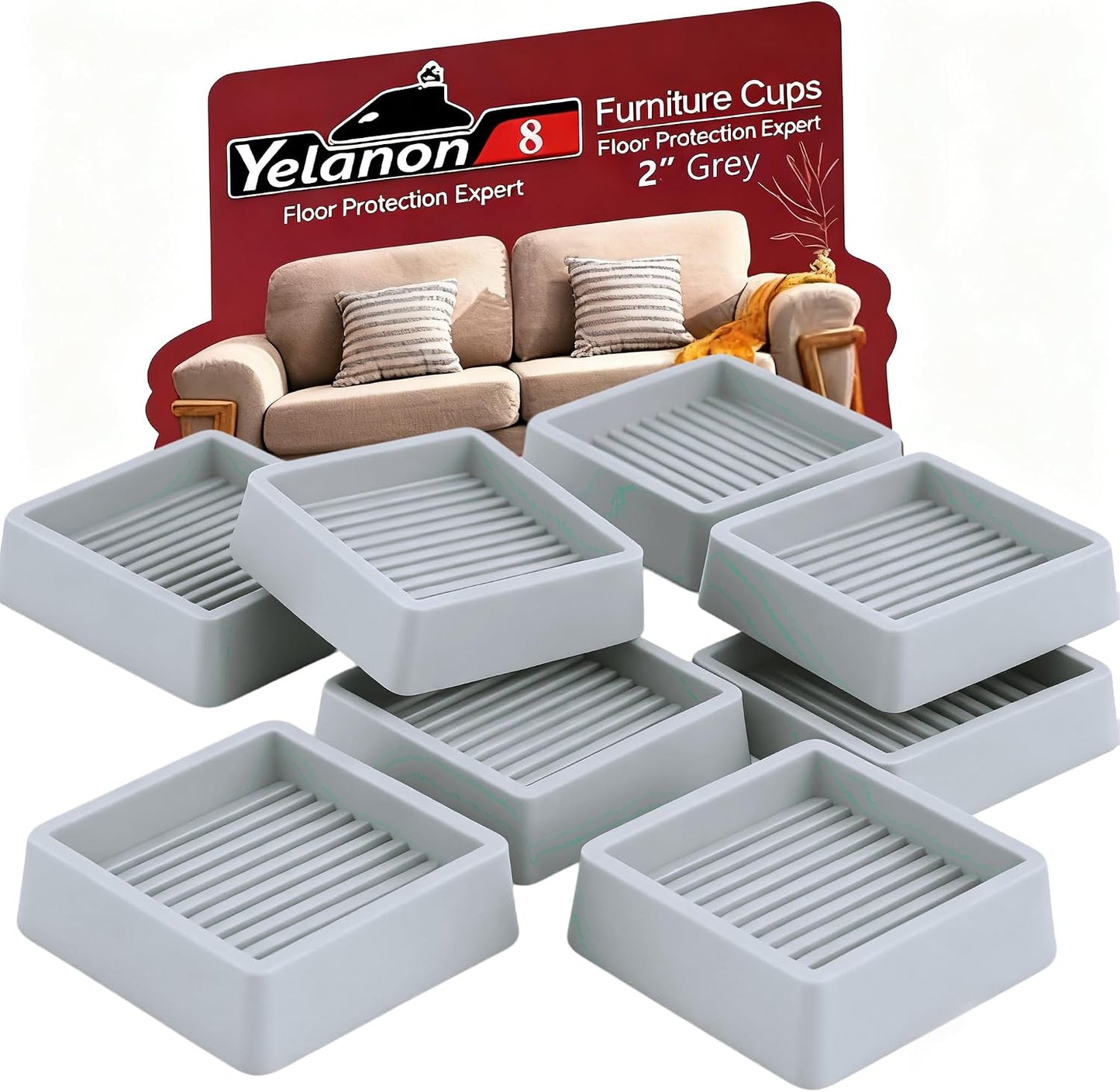Non Slip Furniture Pads for Hardwood Floors -8 Pcs 3” Furniture Coasters Cups, Anti Skid Furniture Grippers Rubber Feet, Floor Protectors for Furniture Bed Couch Stoppers