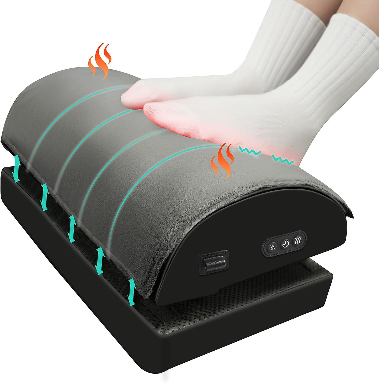 Snailax Foot Rest Under Desk at Work, Heated Under Desk Foot Stool with Double Layer Adjustable Height, Feet Warmer with Vibration Massage, Ergonomic Gaming Home Footstool for Lumbar Back Knee Pain
