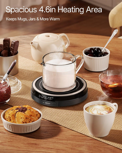 Coffee Mug Warmer for Desk, 50W, Cup Warmer 4 Temps & Timer - Wood | Smart Display; 12H Timer; Auto Shut Off; Fast Heating; Easy-Clean; Candle Warmer Plate; UL Certified Gift for Coffee Lovers