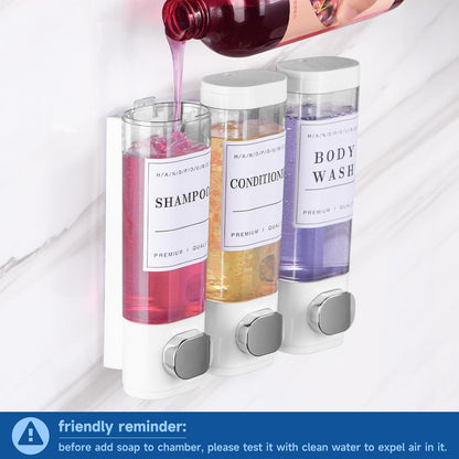 Cabo Deseado Shower Soap Dispenser Wall Mounted No Drill Shampoo Dispenser for Shower Wall Shampoo and Conditioner Dispenser Bathroom Hotel 3 * 350ml Gungray with Labels