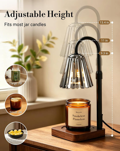 Vintage Candle Warmer Lamp with Timer Dimmer, Adjustable Height | Vintage farmhouse style with 2 bulbs, adjustable height, timer and dimmer for flameless fragrance in bedroom or home gifts