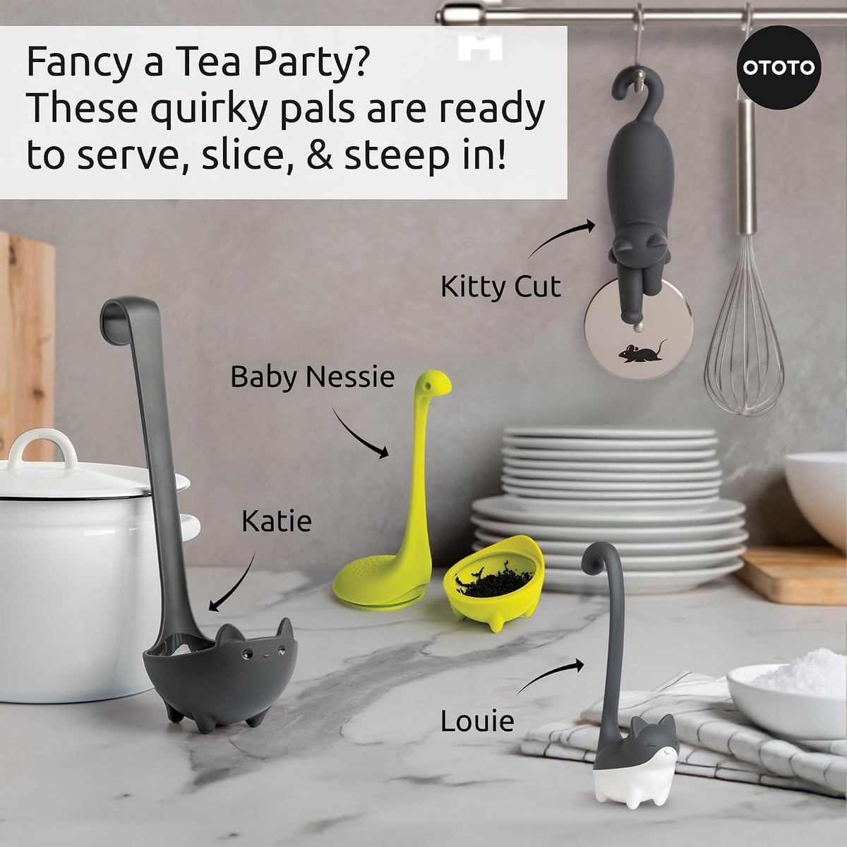 Cute Tea Infuser by OTOTO - Loose Leaf Tea Steeper, Tea Accessories, Tea Diffusers, Tea Infuser for Loose Leaf Tea, Tea Strainers, Cute Gifts, Tea Gift Set, Kitchen Gifts, Cooking Gadgets