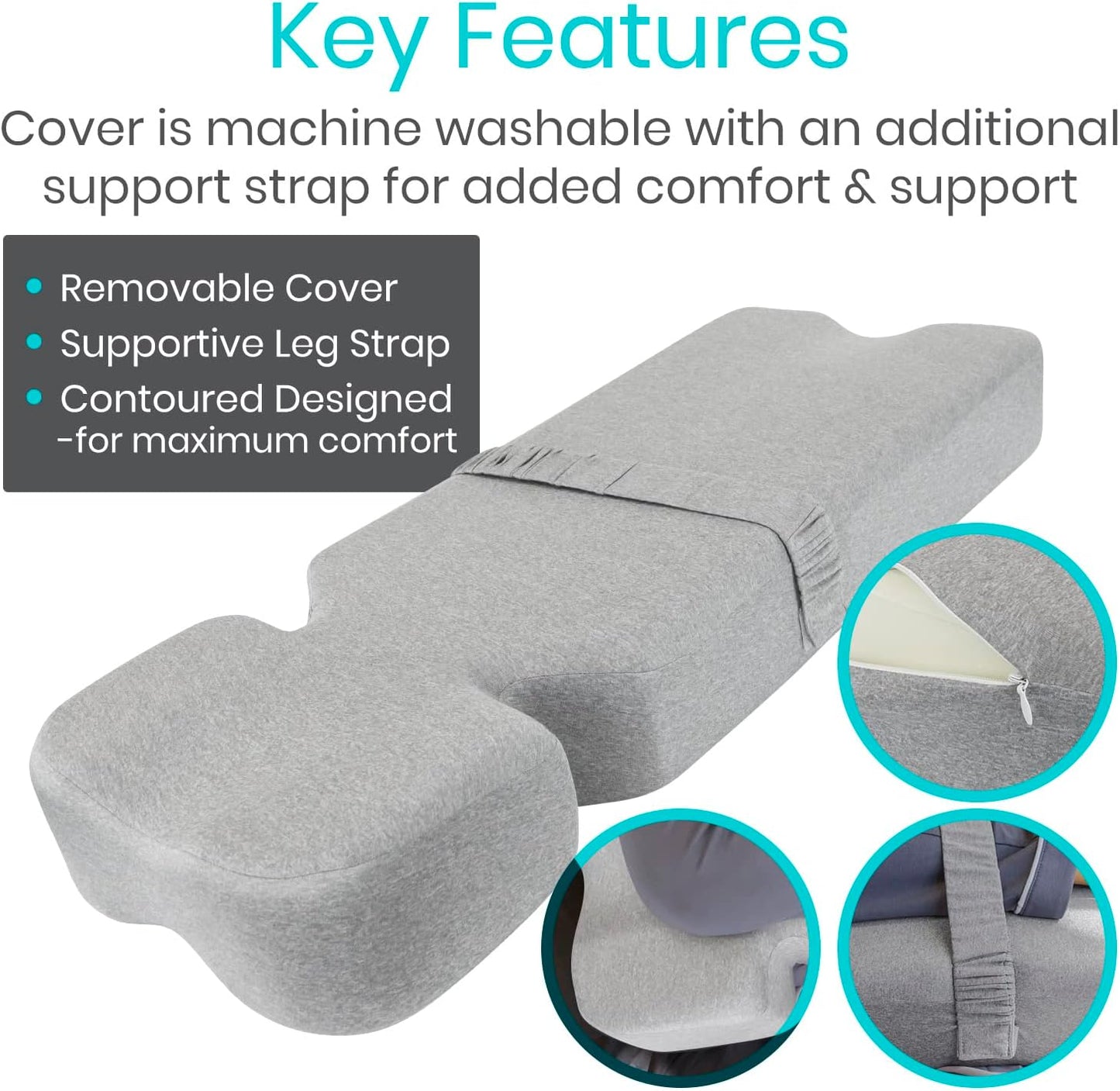 Xtra-Comfort Leg Pillow for Side Sleeping - Hip Pain Pillow for Between Legs - Memory Foam Wedge for Hip, Knee, Back Relief, Pregnancy, Sciatica - Orthopedic Breathable, Machine Washable Cover | Legs - Memory Foam Wedge for Hip, Knee, Back Relief,
