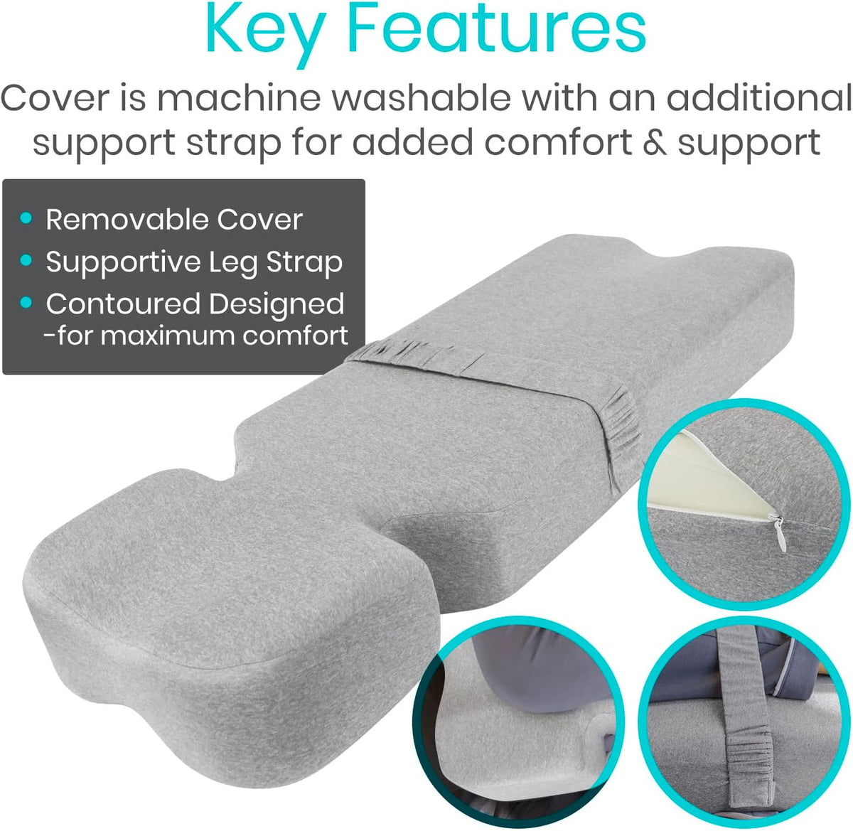Xtra-Comfort Leg Pillow for Side Sleeping - Hip Pain Pillow for Between Legs - Memory Foam Wedge for Hip, Knee, Back Relief, Pregnancy, Sciatica - Orthopedic Breathable, Machine Washable Cover